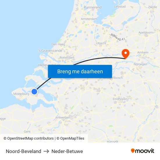 Noord-Beveland to Neder-Betuwe map