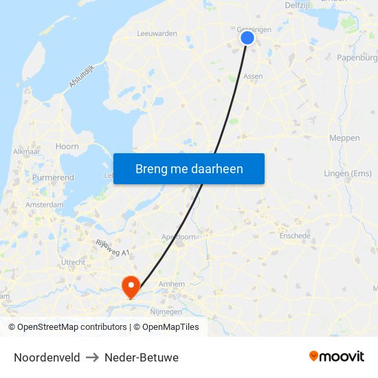 Noordenveld to Neder-Betuwe map