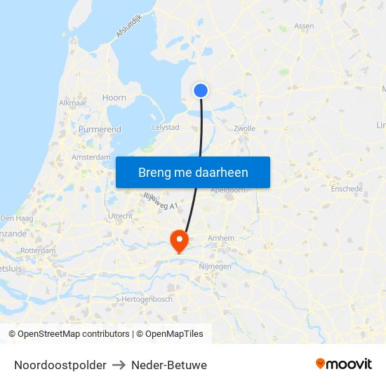 Noordoostpolder to Neder-Betuwe map