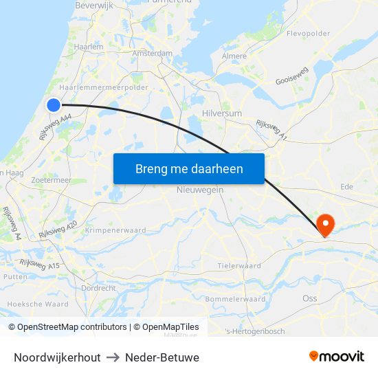 Noordwijkerhout to Neder-Betuwe map