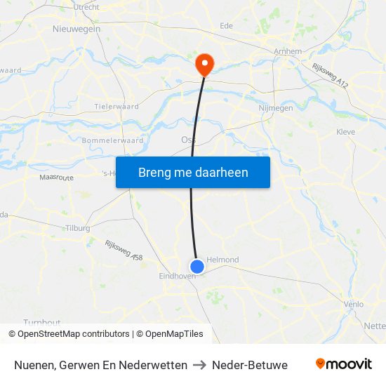 Nuenen, Gerwen En Nederwetten to Neder-Betuwe map