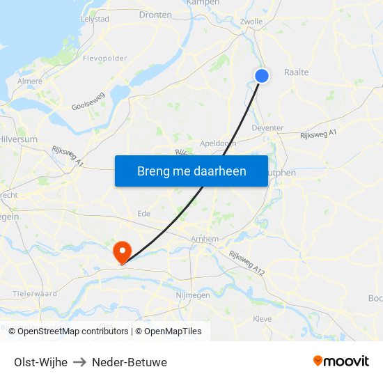 Olst-Wijhe to Neder-Betuwe map