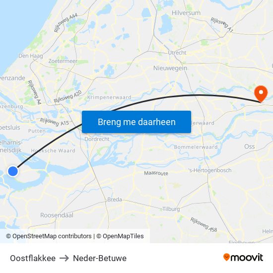 Oostflakkee to Neder-Betuwe map