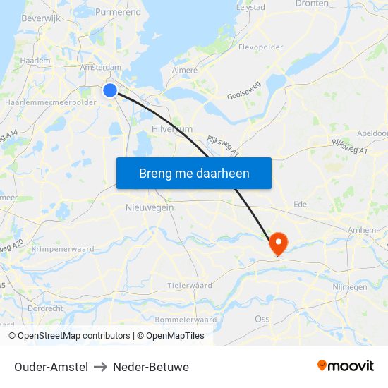 Ouder-Amstel to Neder-Betuwe map