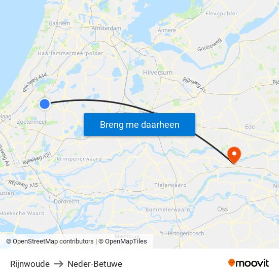 Rijnwoude to Neder-Betuwe map