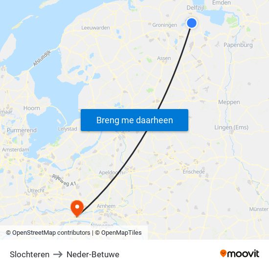 Slochteren to Neder-Betuwe map