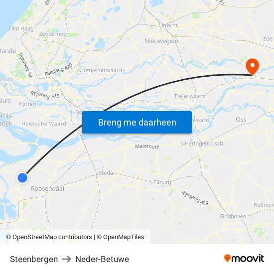 Steenbergen to Neder-Betuwe map