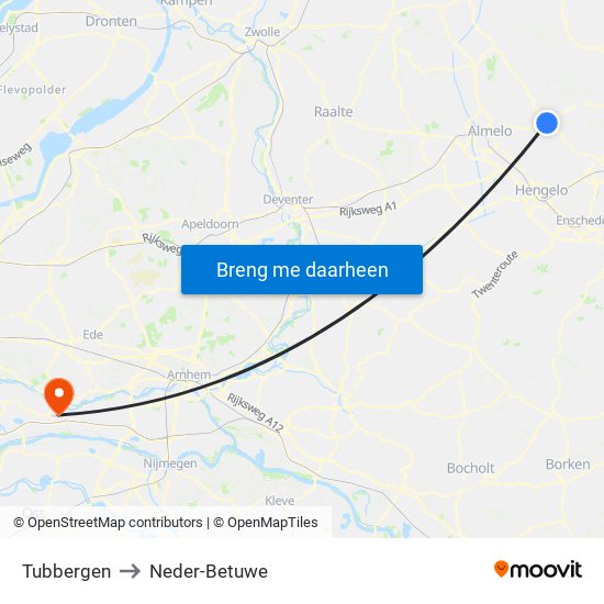Tubbergen to Neder-Betuwe map
