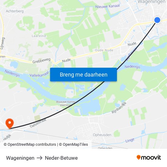 Wageningen to Neder-Betuwe map