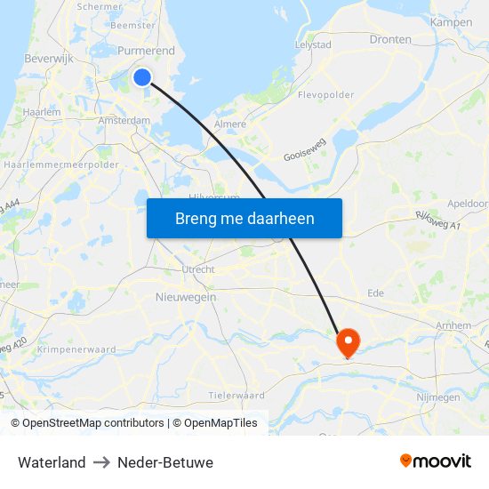 Waterland to Neder-Betuwe map