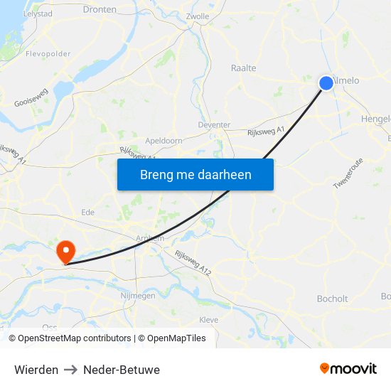 Wierden to Neder-Betuwe map