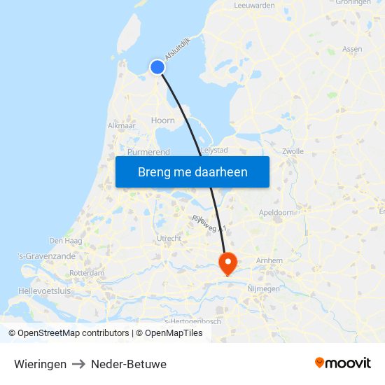 Wieringen to Neder-Betuwe map