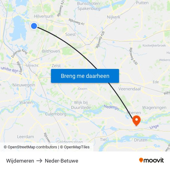 Wijdemeren to Neder-Betuwe map