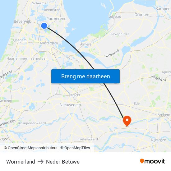 Wormerland to Neder-Betuwe map