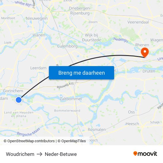 Woudrichem to Neder-Betuwe map
