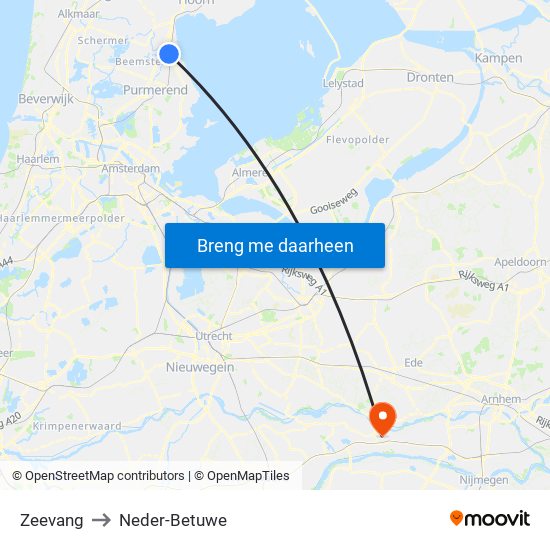 Zeevang to Neder-Betuwe map
