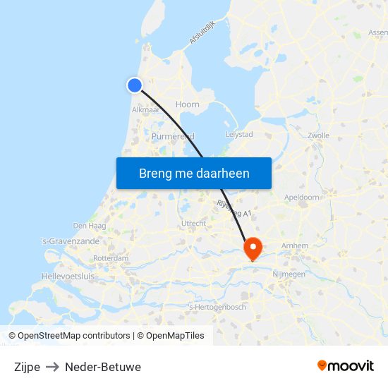 Zijpe to Neder-Betuwe map