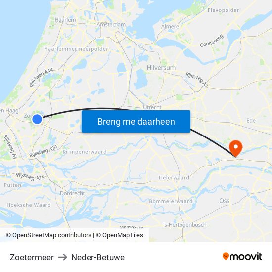 Zoetermeer to Neder-Betuwe map