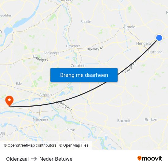 Oldenzaal to Neder-Betuwe map