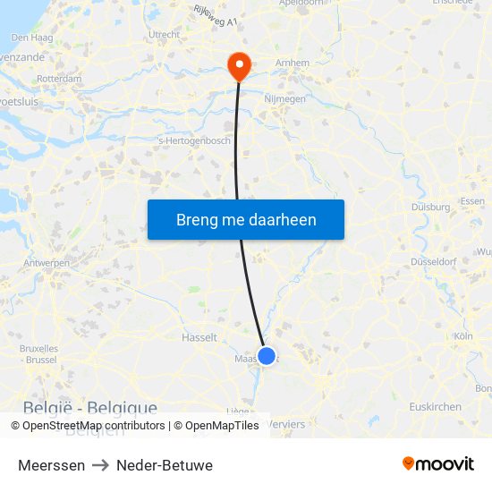 Meerssen to Neder-Betuwe map