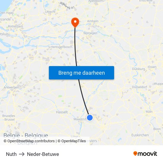 Nuth to Neder-Betuwe map