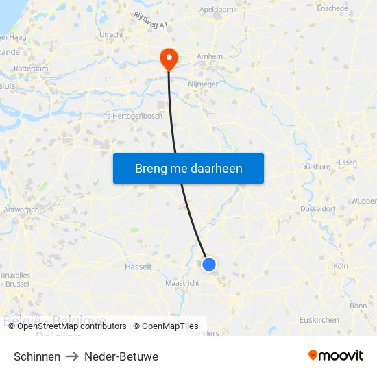 Schinnen to Neder-Betuwe map