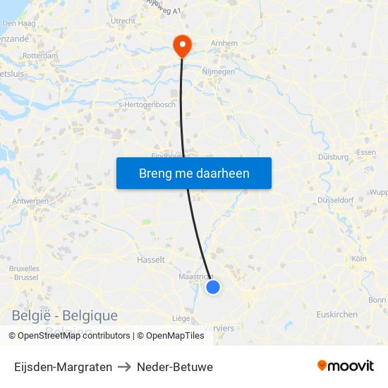 Eijsden-Margraten to Neder-Betuwe map