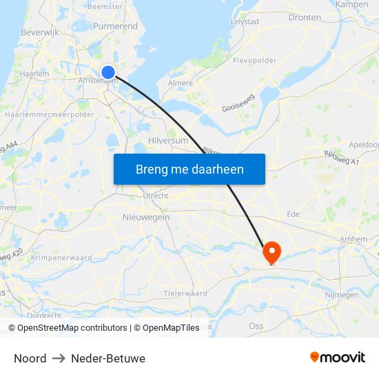 Noord to Neder-Betuwe map