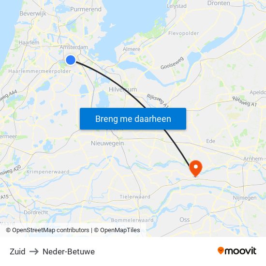 Zuid to Neder-Betuwe map