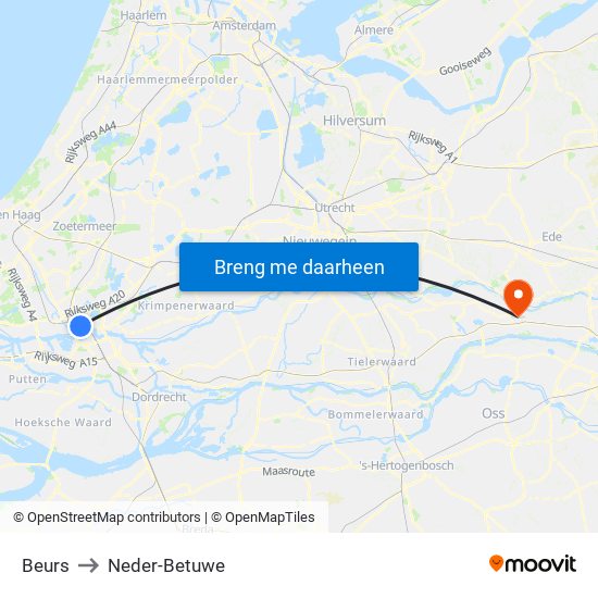 Beurs to Neder-Betuwe map