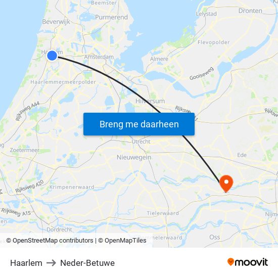 Haarlem to Neder-Betuwe map