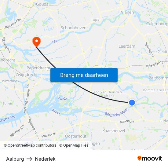 Aalburg to Nederlek map