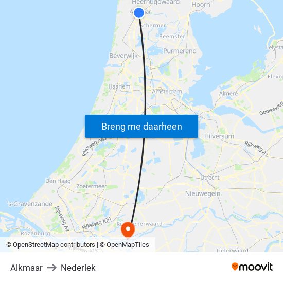 Alkmaar to Nederlek map