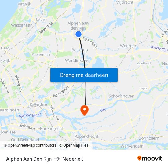 Alphen Aan Den Rijn to Nederlek map