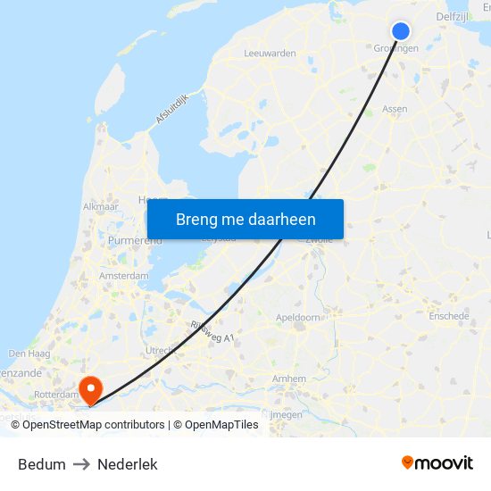 Bedum to Nederlek map