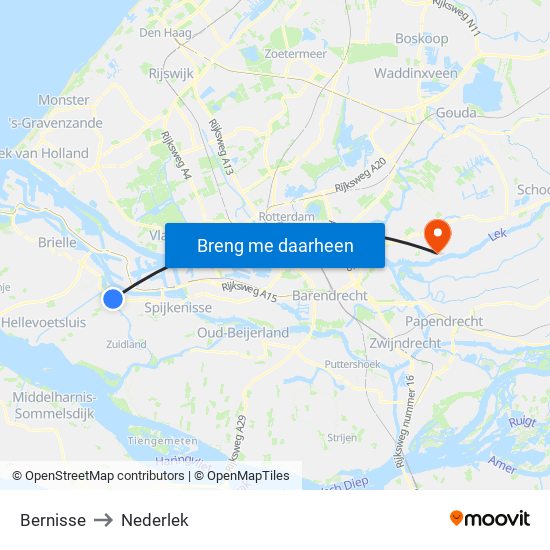 Bernisse to Nederlek map