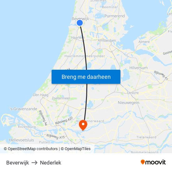 Beverwijk to Nederlek map