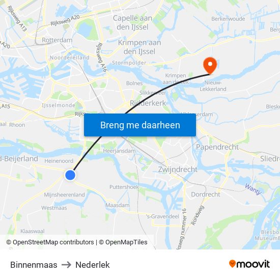 Binnenmaas to Nederlek map