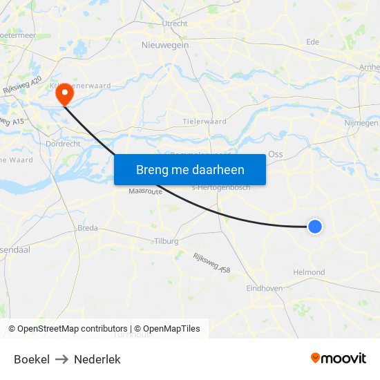 Boekel to Nederlek map