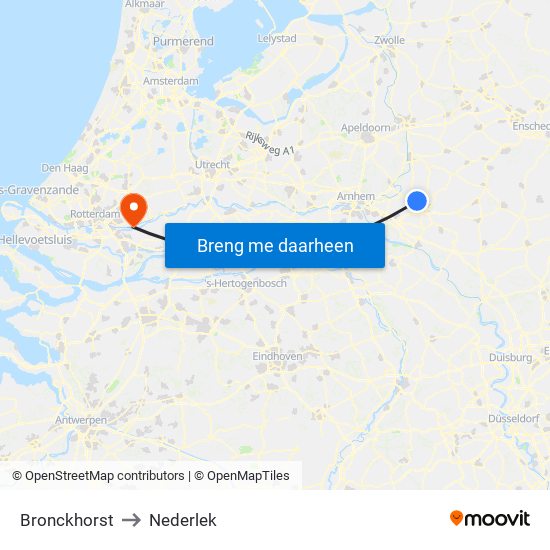 Bronckhorst to Nederlek map