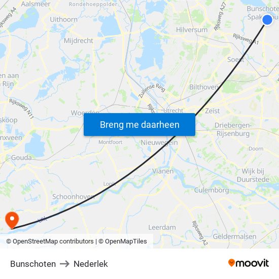 Bunschoten to Nederlek map