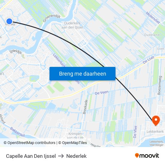 Capelle Aan Den Ijssel to Nederlek map