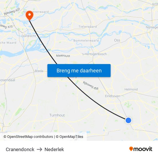 Cranendonck to Nederlek map