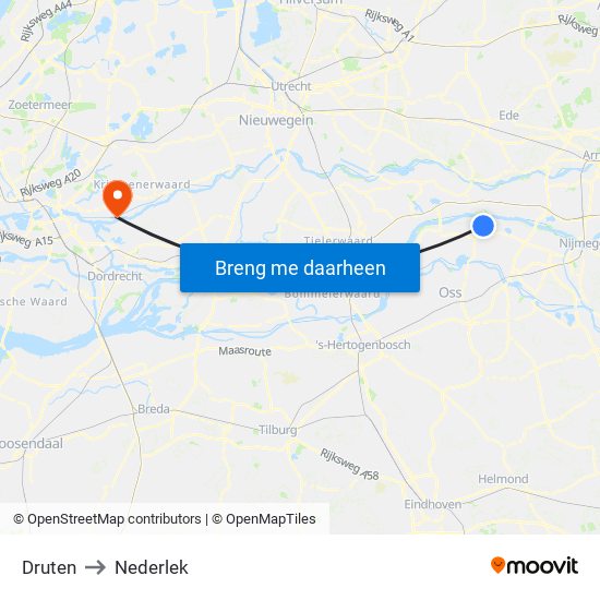 Druten to Nederlek map