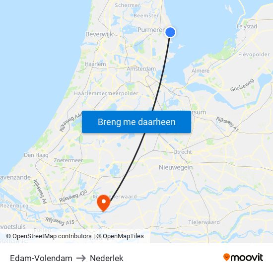 Edam-Volendam to Nederlek map