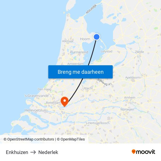 Enkhuizen to Nederlek map