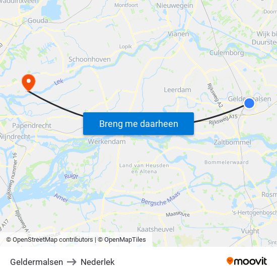 Geldermalsen to Nederlek map