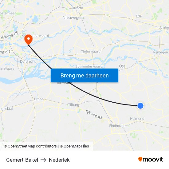 Gemert-Bakel to Nederlek map