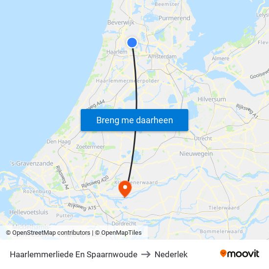 Haarlemmerliede En Spaarnwoude to Nederlek map