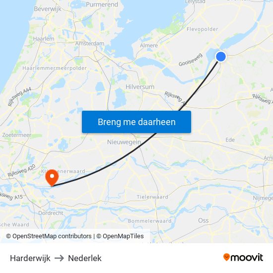 Harderwijk to Nederlek map